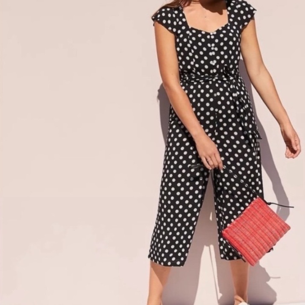 Anthropologie Maeve Anthropologie Polka Dot Jumpsuit Button Front Culotte